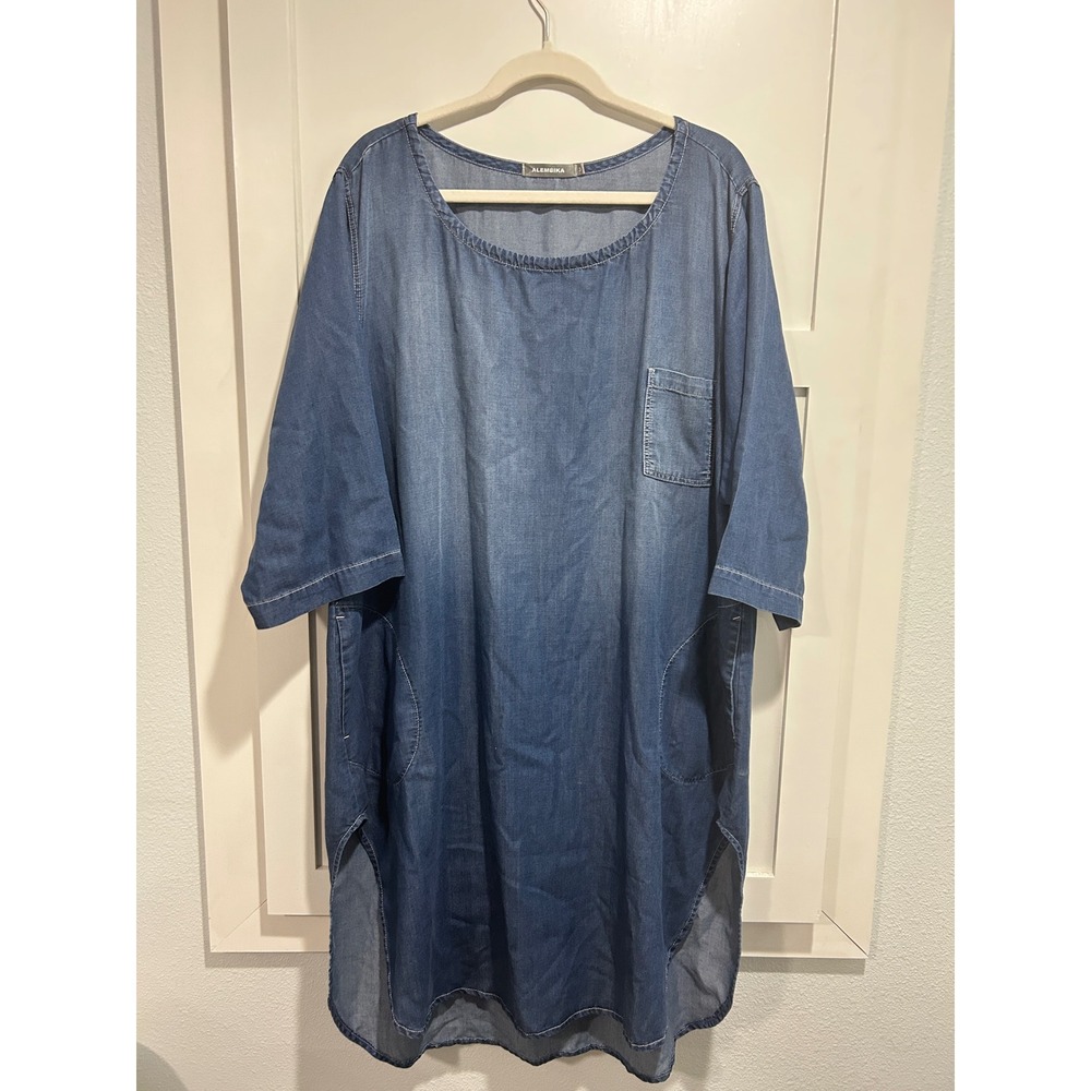 Alembika Denim Midi Dress Blue Lagenlook Oversized 10-12